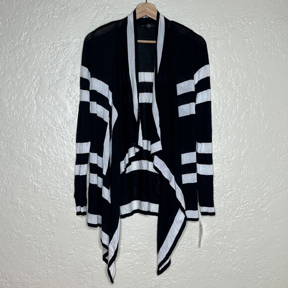 INC Women's Black White Colorblock Draped Open Front Cardigan Size M NWT - Picture 1 of 7